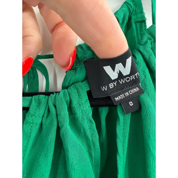 W by Worth‎ Halter Top Womens 0 Green Silk Blend Keyhole Neck Quiet Luxury - Image 3