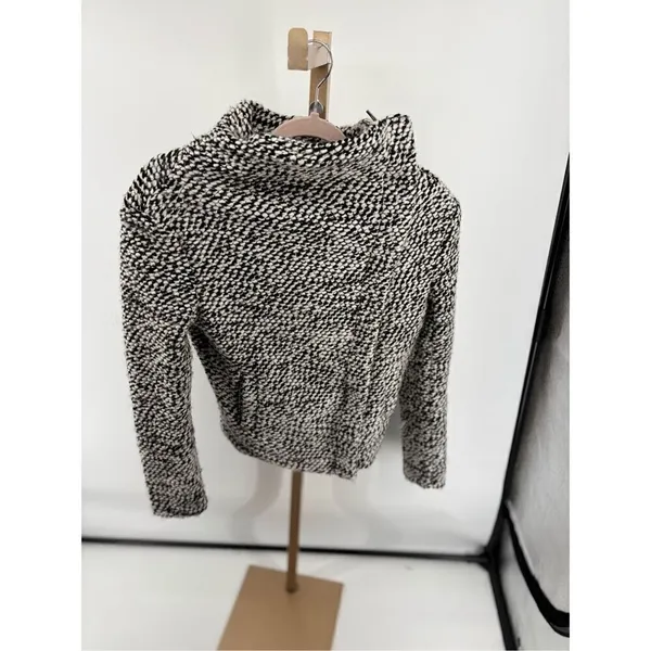 Blank NYC Boucle Knit Motorcycle Moto Jacket Black White Women’s Size XS - Image 13