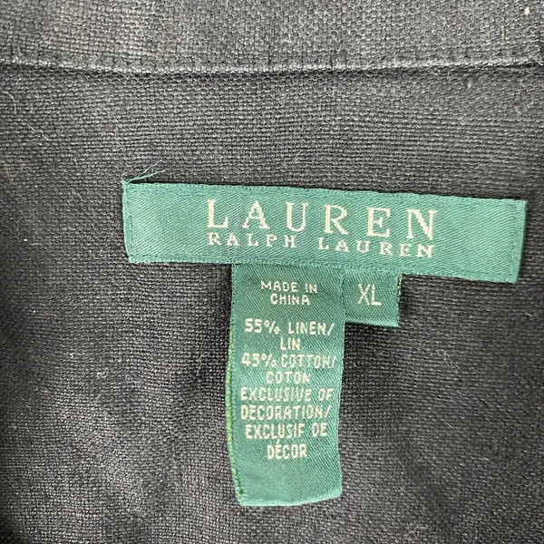Lauren Ralph Lauren Jacket‎ Womens XL Black Linen Blend Embroidered Western Snap - Image 5