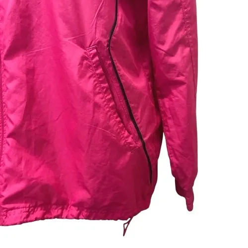 Adidas Women's Full Zip Windbreaker Jacket Pink 3 Stripe Lightweight‎ Size Large - Image 3