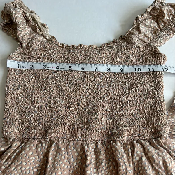 Jessica Simpson smocked sleeveless jumpsuit beige with ivory speckle size xs - Image 7