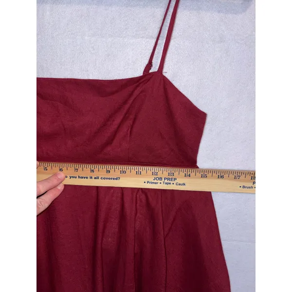 Urban Renewal Linen Ecovero Hanky‎ Hem Mini Dress Red XS festival concert boho - Image 11