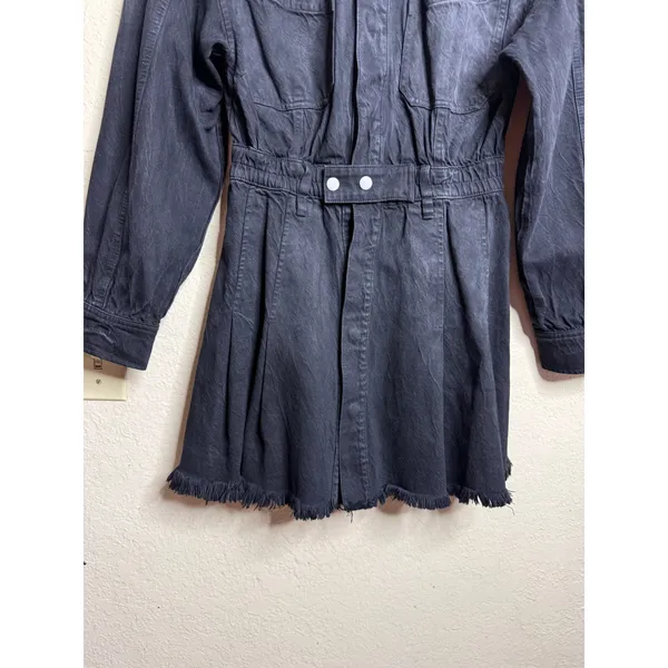 Free People We the Free Black Denim Utility Mini Dress Raw Hem size XS - Image 5