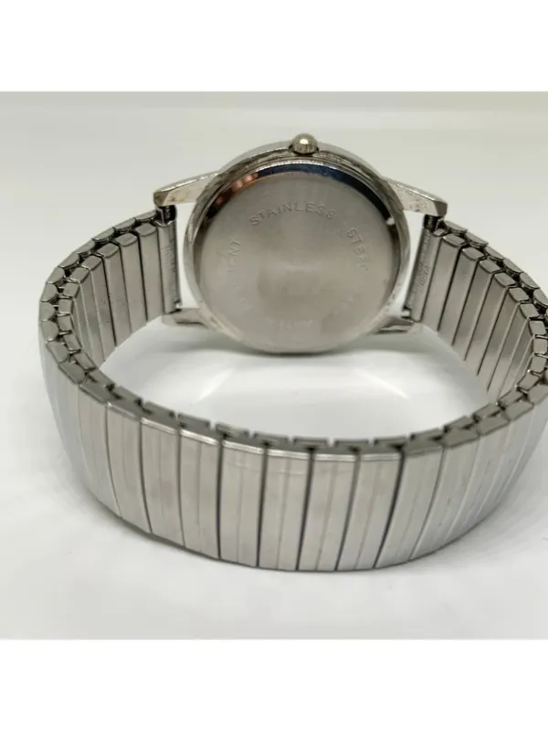 Ltd silver tone black dial quartz analog watch 35mm stretch band 6.5” running - Image 5