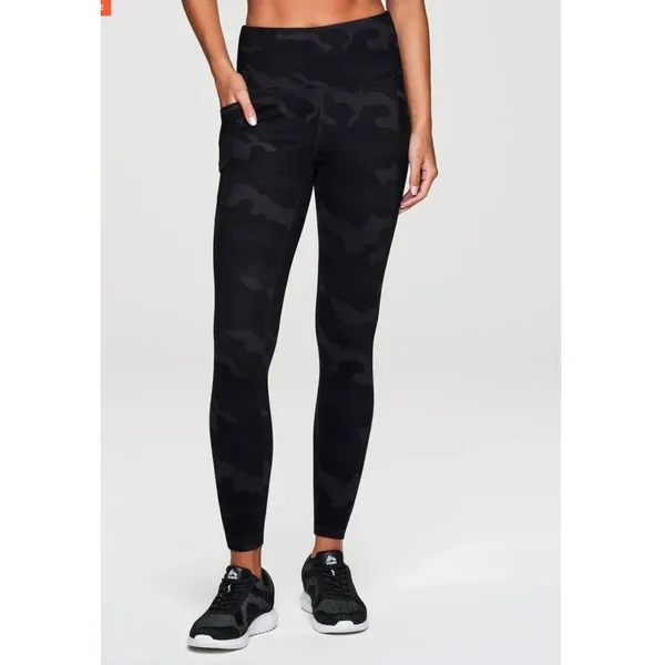 RBX Womens Size Small Full Length Legging Black Gray Camo Side Pockets High Rise - Image 2