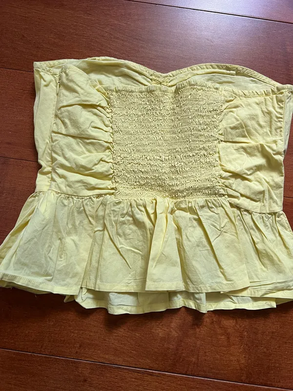 Maeve ANTROPOLOGIE Light Yellow Strapless Top - Image 3