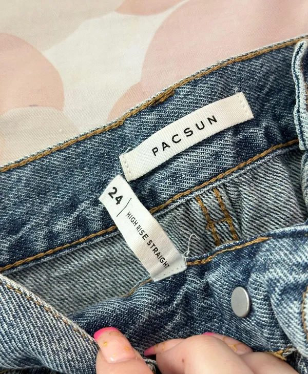 PacSun Eco Medium Blue Distressed High Waisted Straight Leg Jeans - Image 4