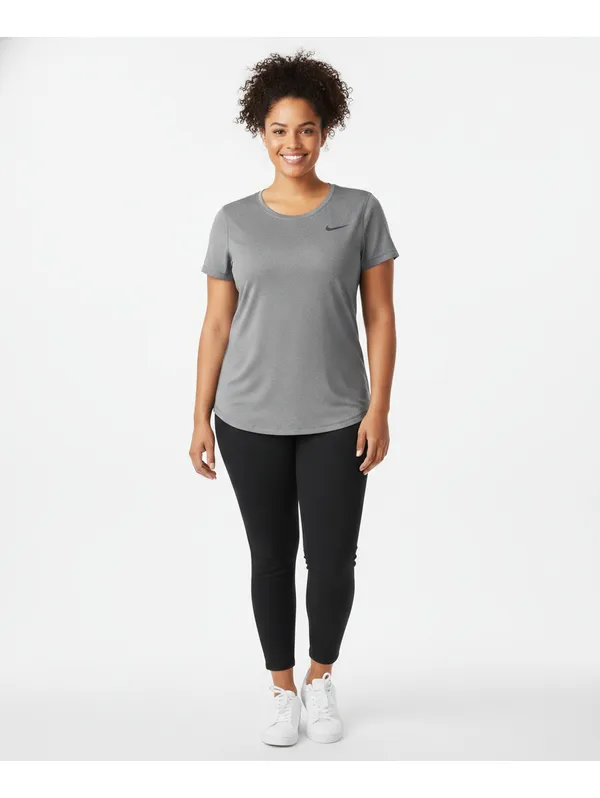 Nike Pro Dri-Fit Shirt Womens Small Gray Fitted Athletic Crew Neck Tee - Image 5