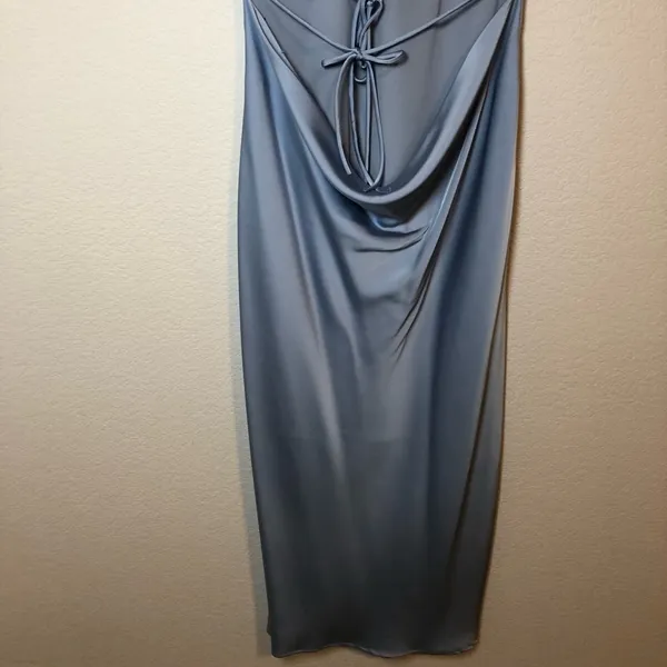 Elegant Light Blue Halter Neck Dress Size L - Image 8