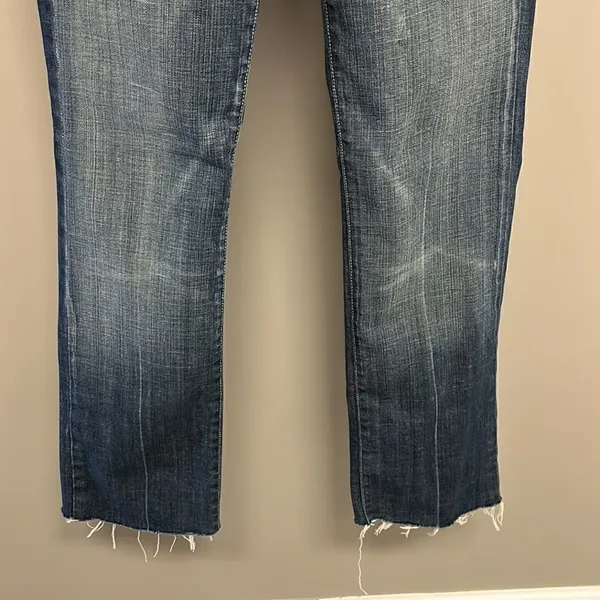 7 for all of Mankind Distressed and Frayed Boycut Button Fly Jeans- Size 27 - Image 10