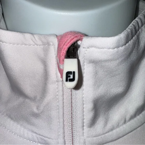 FOOTJOY Quarter Zip Pullover Top Size M Pink White Striped Long Sleeve Workout - Image 2