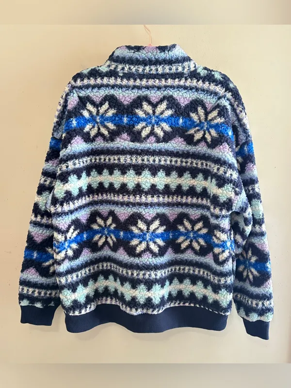 AERIE Hometown‎ Holiday Quarter Zip Oversized Sherpa Pullover, Size Medium - Image 7