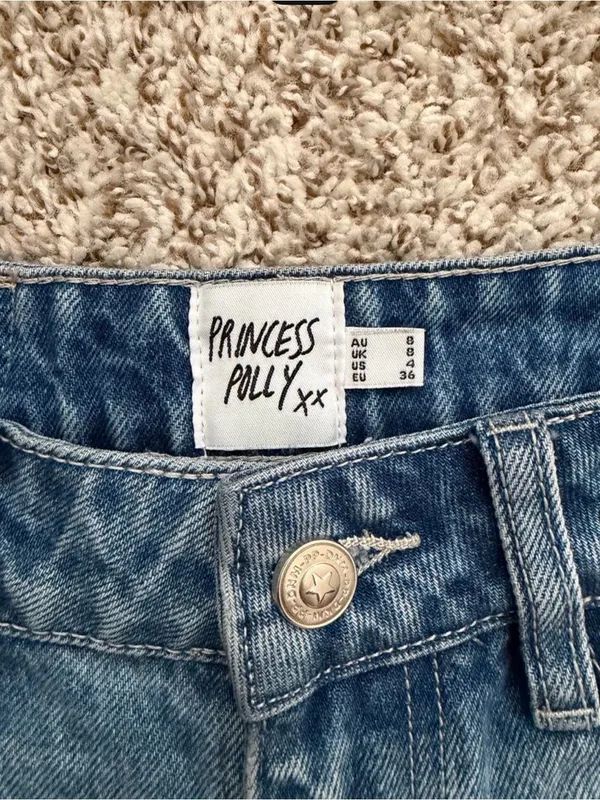 Princess Polly Mid-Rise Blue Denim Jean Shorts size 4 - Image 2
