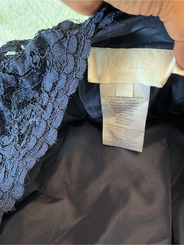David’s Bridal Navy Lace Chiffon Formal Gown Front Slit Size 18 NWT - Image 7
