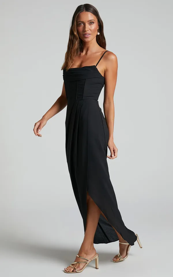 New Showpo Andrina Midi Dress High Low Wrap Corset Dress Size XS MSRP $119 - Image 2