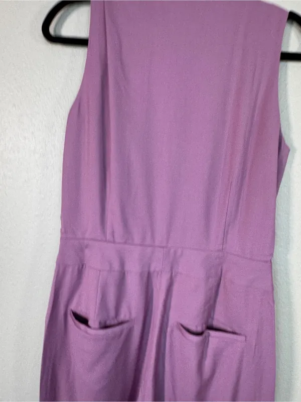 Wildfang Purple The Empower High Waisted V Neck Wide Leg Jumpsuit Womens 10 NWT - Image 4