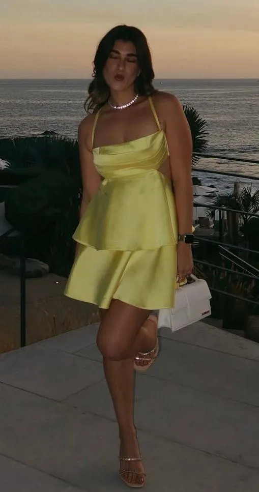 Zara dress mini cut out ruffle yellow blogger wedding evening summer party - Image 6