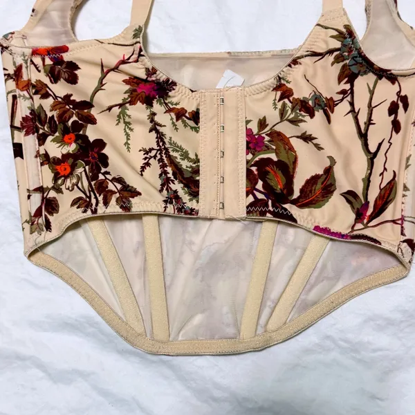 Out From Under Urban Outfitters Corset Top Tan Floral Small‎ S Bustier Coquette - Image 3