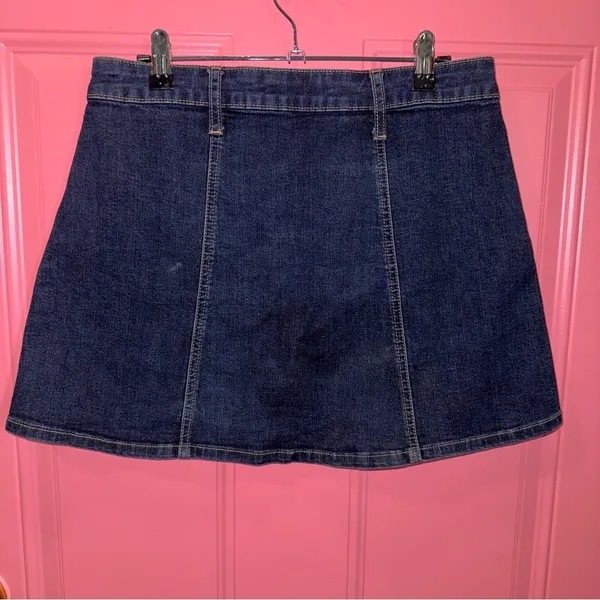 Altar'd State Womens Dark Wash Button Front‎ Denim A-Line Mini Skirt Size Small - Image 3