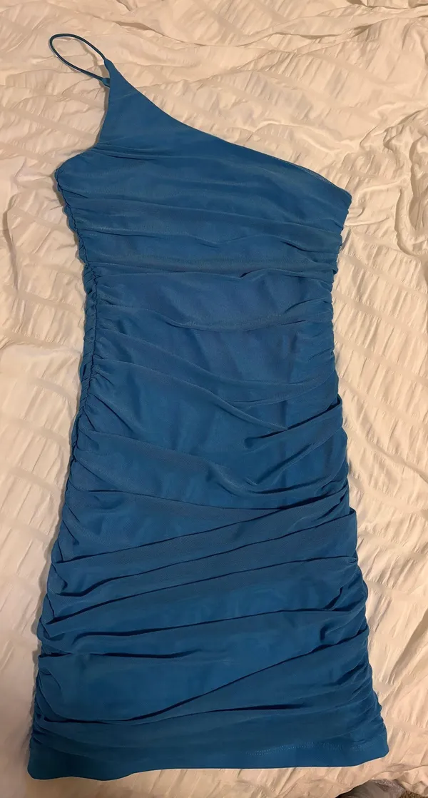 Princess Polly One Shoulder Mini Dress Blue - Image 2