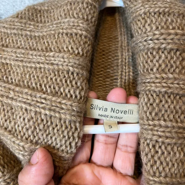 Cozy Chunky Knit Turtleneck Sweater Cable Knit, Slouchy‎ Fit Brown Alpaca Wool S - Image 5