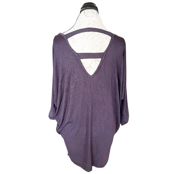 41 hawthorn blouse Top Short Sleeve Large Purple Open back Tunic Stretch Fall - Image 2