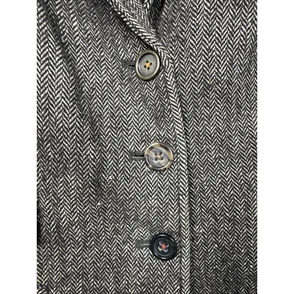 Vintage Banana Republic 0 Blazer Womens‎ Tweed Wool Linen 2006 Brown READ - Image 10