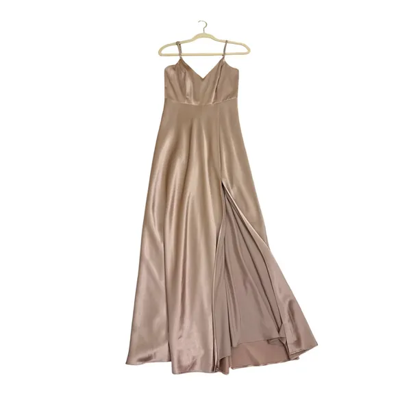 Birdy Grey Bridesmaid Dress Style Jay Color Taupe Fabric Satin Size Women's XS - Image 6
