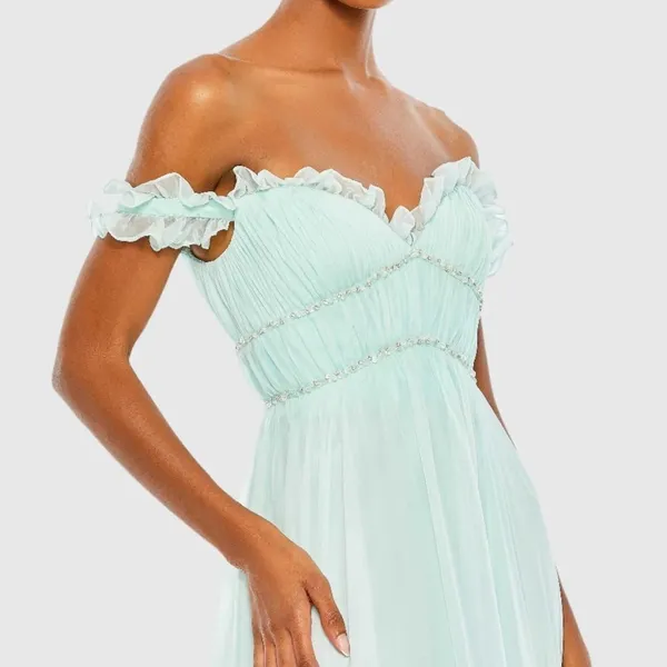 NWT Mac Duggal 68086 Ruffle Tiered Chiffon Gown Dress - Image 2