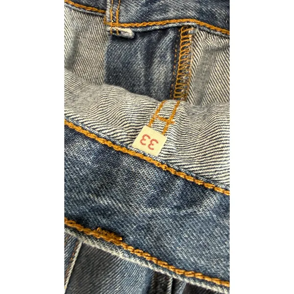 Levis Denim Midi Skirt Women 33 Blue Medium Wash Straight Back Slit 5-Pocket - Image 5