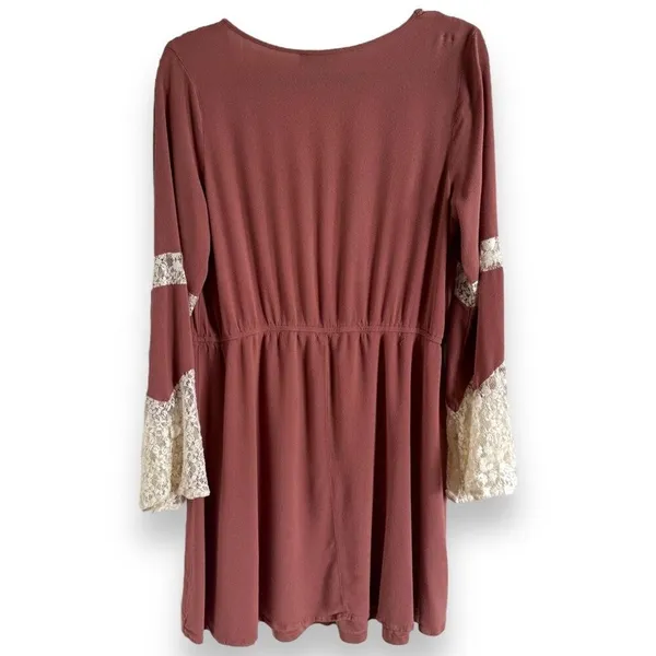 Forever‎ 21 Womens Dress Sz 1X Mini Embroidered Dusty Rose Tunic Cottagecore - Image 3