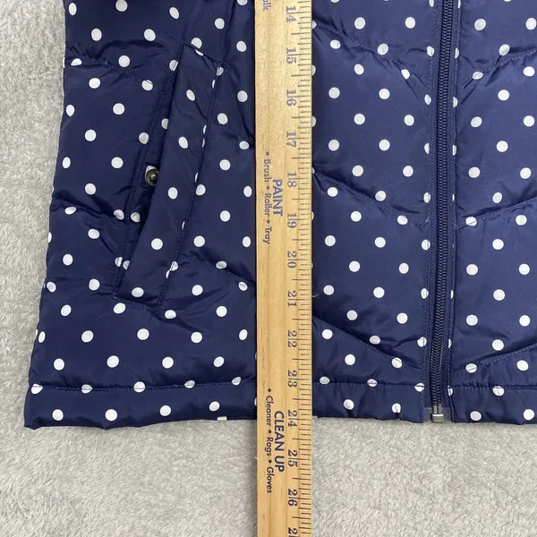 Lands End Vest Womens Small Jacket Blue White Polka Dot Full Zip Puffer Pockets - Image 4