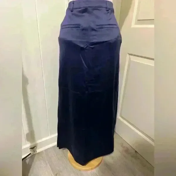 Anthropologie $128 Purple Sateen Satin Trouser Maxi Skirt Slit NEW Size 4‎ - Image 4