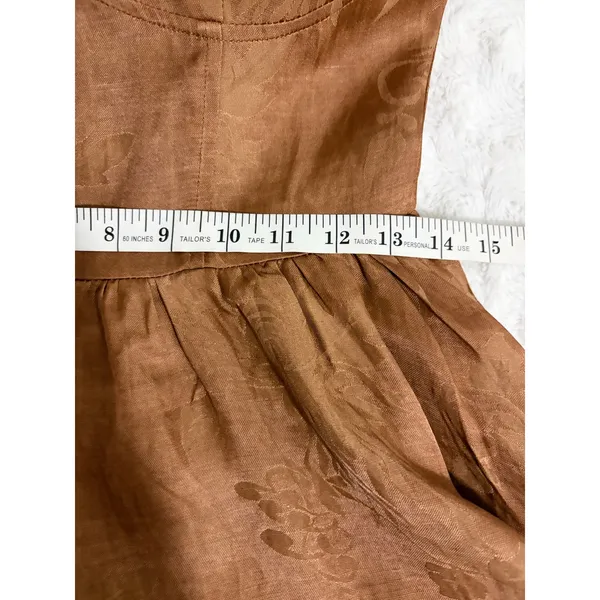 NEW 12th Tribe Brown Kit Mocha Floral Boho Satin Sleeveless Micro Mini Dress S - Image 11