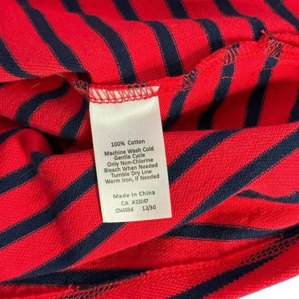Talbots Shift Dress Size L Red Navy Striped Lace Up Knit Nautical Preppy‎ - Image 7