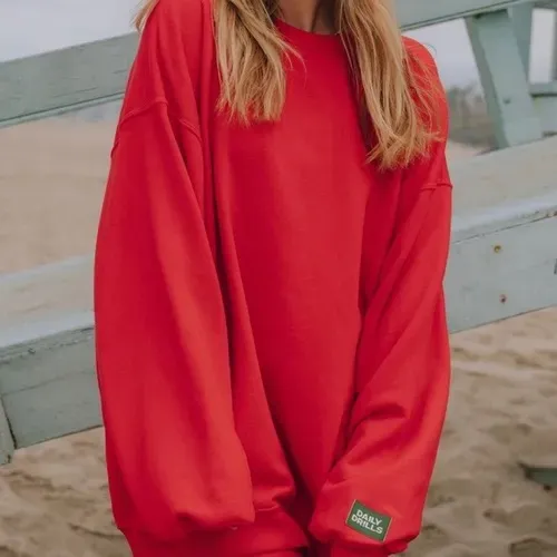 Red Daily Drills Crewneck Oversized - Image 4