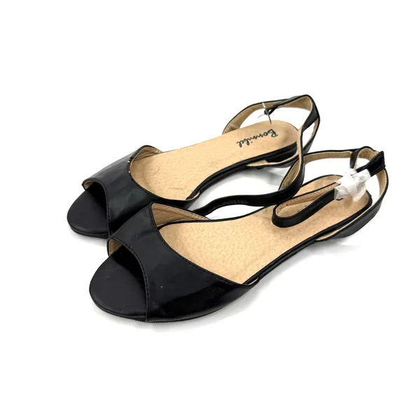 Black Strappy Flat Sandals With Ankle Buckle Casual Summer Comfort Style Designs - Image 2