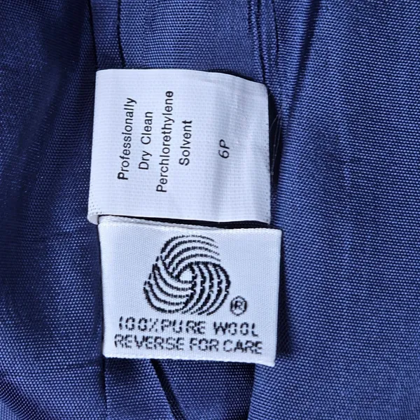 Hyde Point Petite Womens‎ Blue 100% Wool Collarless Single Button Blazer Size 6P - Image 6