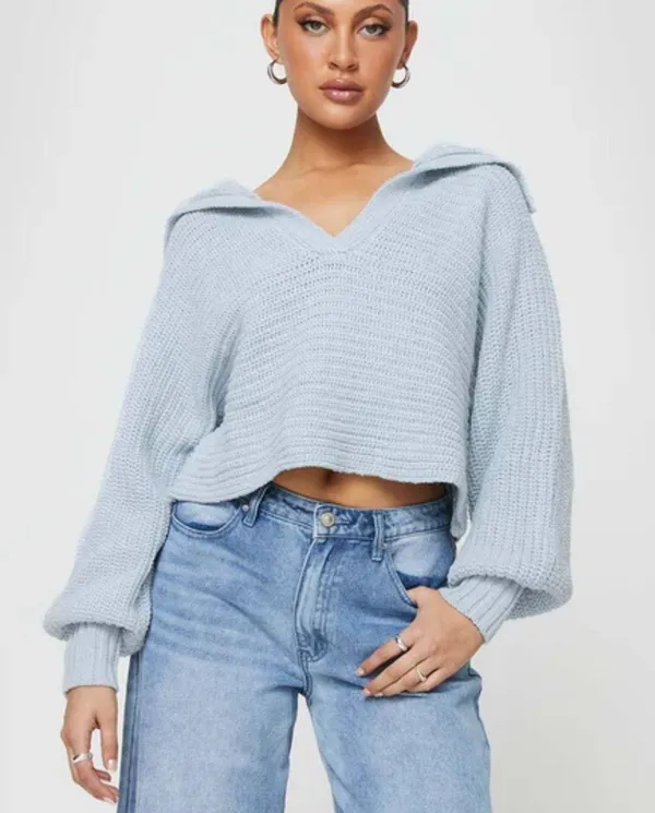 Princess Polly Wester Ribbed Sweater Blue - Image 2