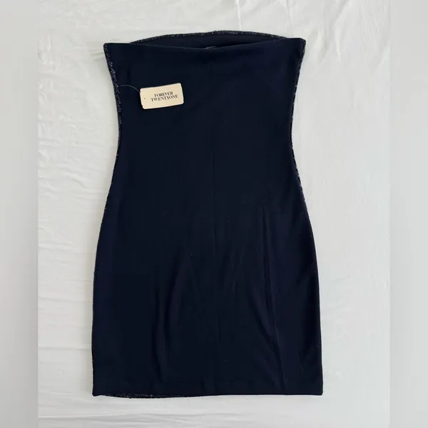 Y2K Forever 21 Strapless navy blue Sequin Dress - Image 2
