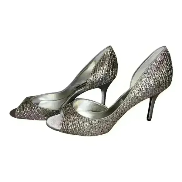 Nina‎ Fern-GM Silver Sparkle Heel Pumps, Size 9.5 - Image 4