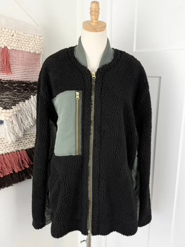Free People Rivington Jacket Black Olive Sz L NWT - Image 2