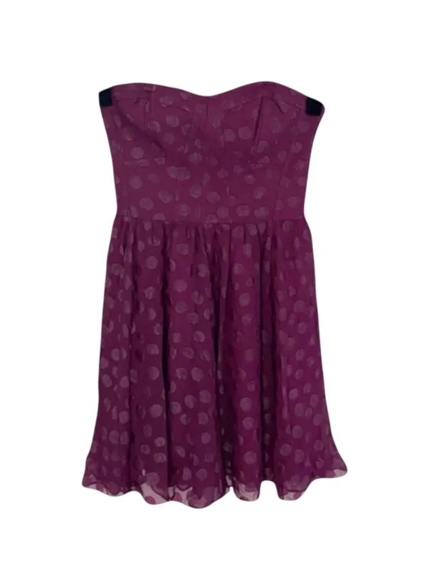 new Guess 𖦹 Chiffon Strapless Polka Dot Cocktail Dress 𖦹 Amethyst Purple 𖦹 4 - Image 5