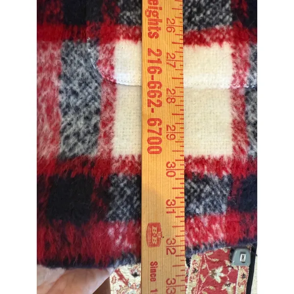 Abercrombie & Fitch Wool Blend Plaid Coat Jacket Red Black White Womens M Winter - Image 11