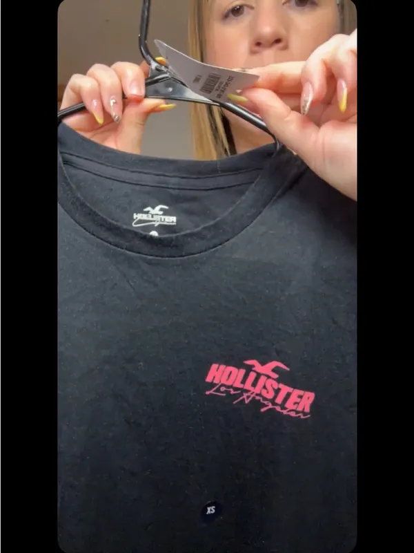 Hollister Black Long Sleeve Tee with Pink & Blue Dip-Dye - Image 7
