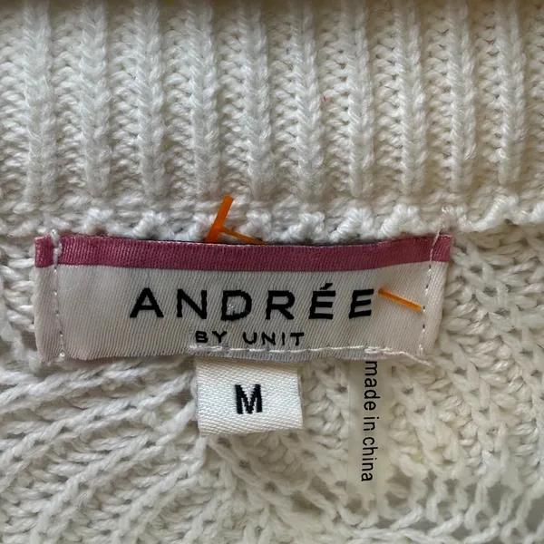 Andree by Unit Colorblock Scalloped Wave Knit Sweater‎ Boho Dolman Sleeve Medium - Image 3