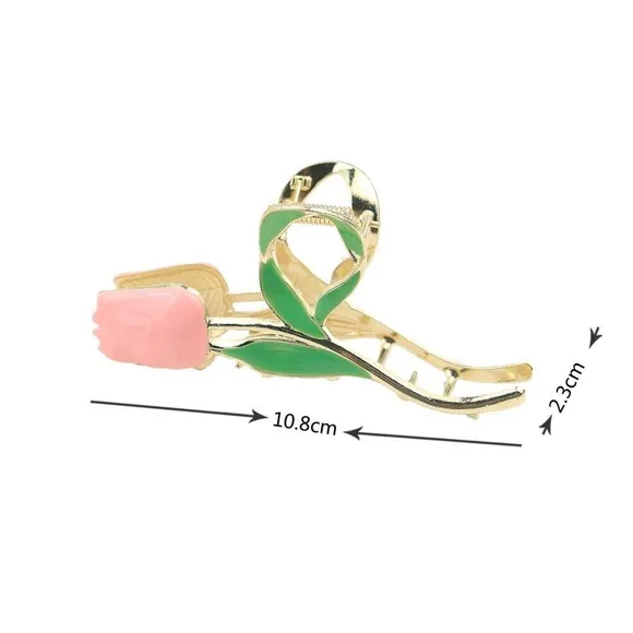 Gold Tone Tulip Flower Hair Claw‎ Clip Women S Elegant Hair Accessory - Image 6