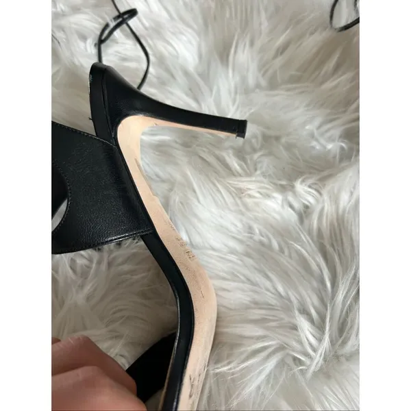 The seller vero cuoio black straps heels with long straps size 38 or 7.5 open to - Image 2