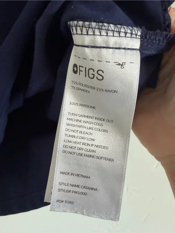 FIGS Catarina One-Pocket Scrub Top XXS Navy Blue Technical Collection - Image 4