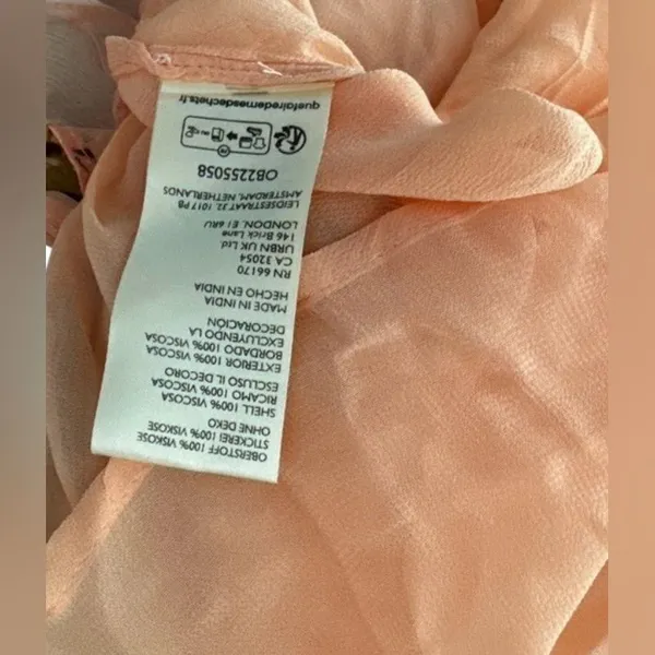 NWT Free People Peach Floral Sheer Babydoll Tunic Mini Dress Boho Romantic M - Image 6